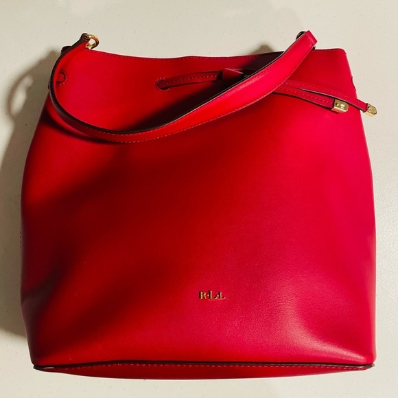 NWT, Ralph Lauren’s Deyden Debby (Drawstring Medium Sized Crimson Bag) W/Wallet - Picture 1 of 5